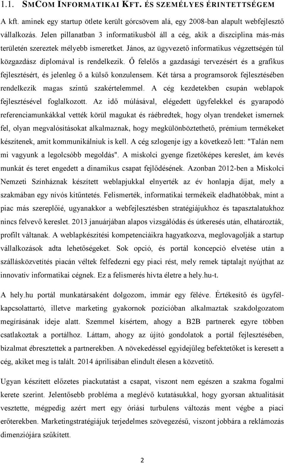 János, az ügyvezető informatikus végzettségén túl közgazdász diplomával is rendelkezik. Ő felelős a gazdasági tervezésért és a grafikus fejlesztésért, és jelenleg ő a külső konzulensem.