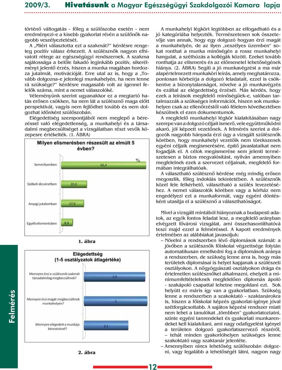 szakma sajátossága a belôle fakadó leginkább pozitív, sikerélményt jelentô érzés, hiszen a munka magában hordozza jutalmát, motivációját.