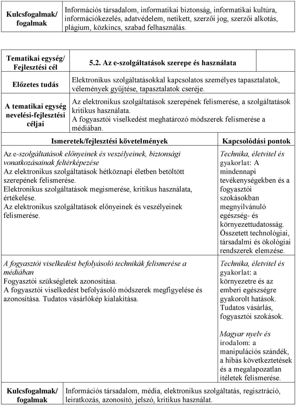 Az e-szolgáltatások szerepe és használata Elektronikus szolgáltatásokkal kapcsolatos személyes tapasztalatok, vélemények gyűjtése, tapasztalatok cseréje.