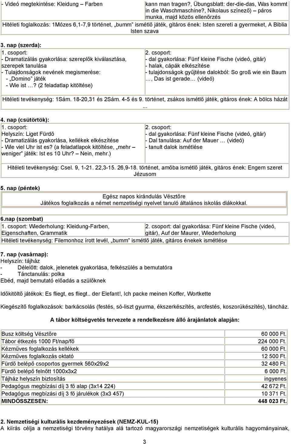 nap (szerda): 1. csoport: - Dramatizálás gyakorlása: szereplők kiválasztása, szerepek tanulása - Tulajdonságok nevének megismerése: - Domino játék - Wie ist? (2 feladatlap kitöltése) 2.