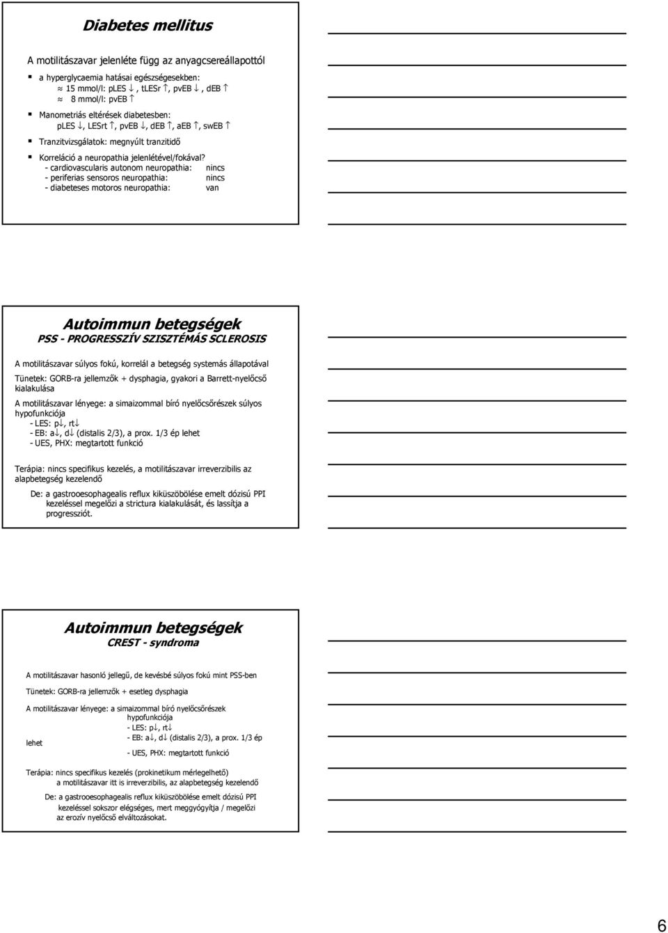 - cardiovascularis autonom neuropathia: nincs - periferias sensoros neuropathia: nincs - diabeteses motoros neuropathia: van PSS - PROGRESSZÍV SZISZTÉMÁS S SCLEROSIS A motilitászavar súlyos fokú,