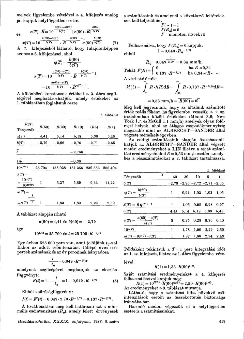 ábra segítségével meghatározhatjuk, amely értékeket az 1. táblázatban foglaltunk össze. R{T) Tényezők 1. táblázat i?(6) 2?