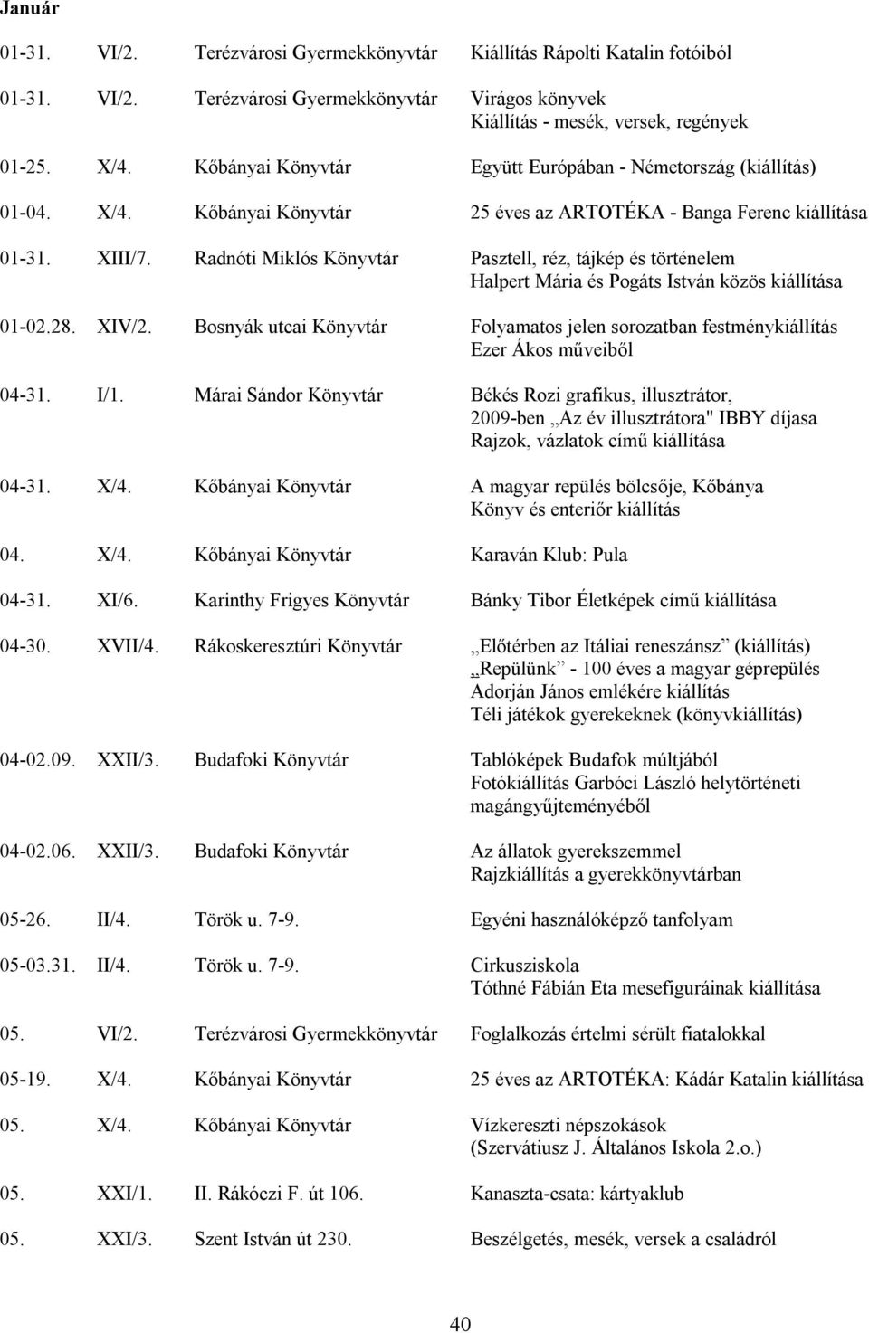 Radnóti Miklós Könyvtár Pasztell, réz, tájkép és történelem Halpert Mária és Pogáts István közös kiállítása 01-02.28. XIV/2.