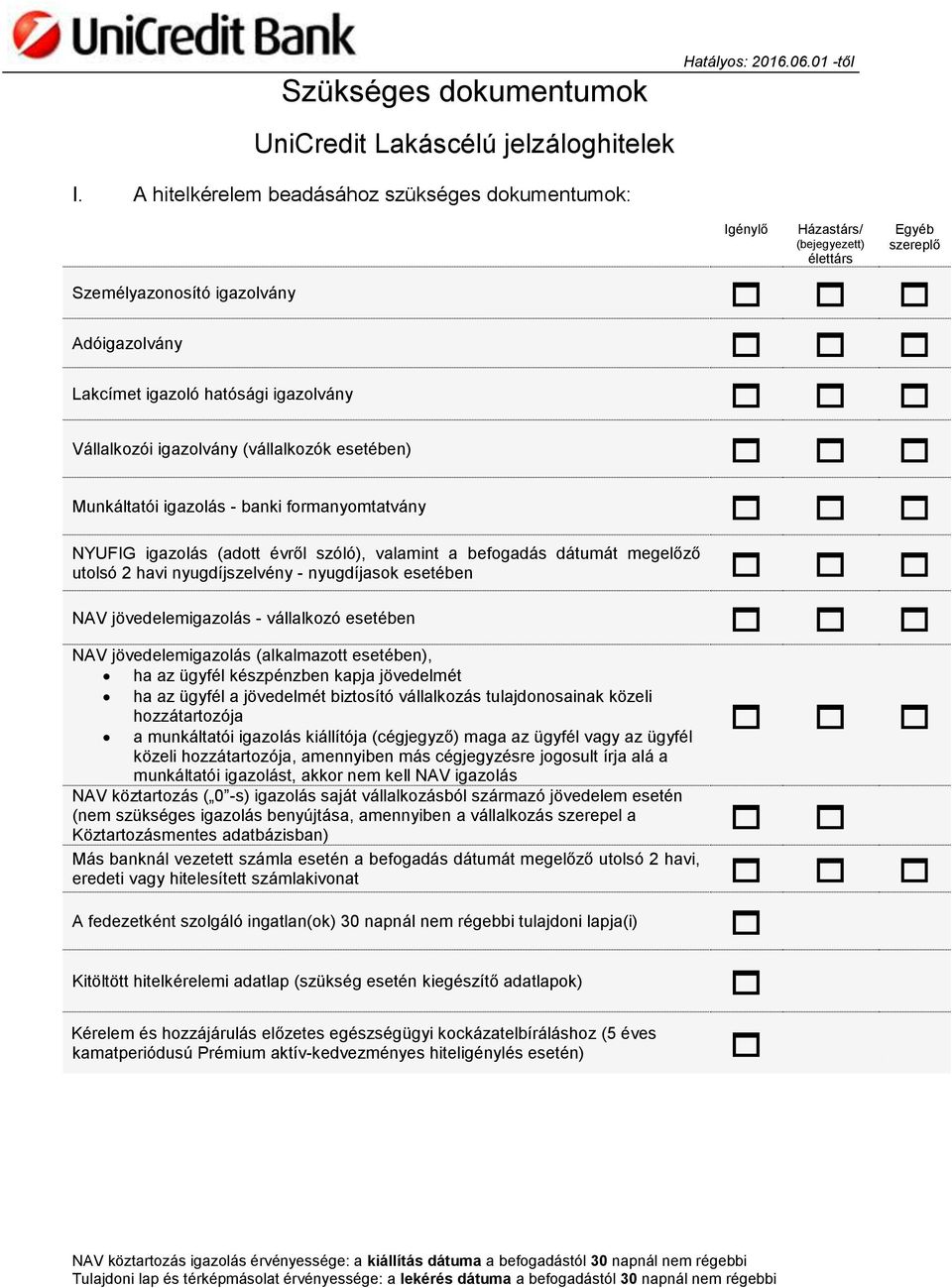 igazolás - banki formanyomtatvány NYUFIG igazolás (adott évről szóló), valamint a befogadás dátumát megelőző utolsó 2 havi nyugdíjszelvény - nyugdíjasok esetében NAV jövedelemigazolás - vállalkozó