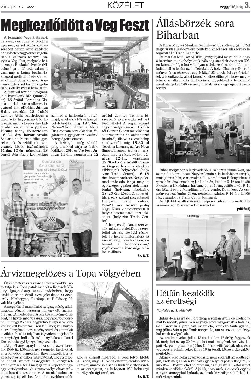 vagyis a Veg Fest, melynek hétköznap a Bookafe kávéház (Nicolae Jiga u. 25 sz.), valamint vasárnap a Lotus bevásárlóközpont melletti Trade Center ad otthont.