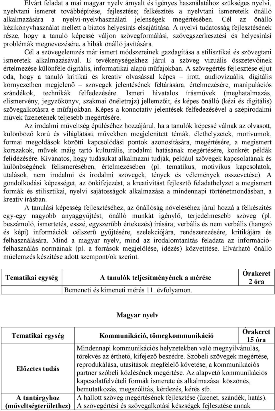 A nyelvi tudatosság fejlesztésének része, hogy a tanuló képessé váljon szövegformálási, szövegszerkesztési és helyesírási problémák megnevezésére, a hibák önálló javítására.