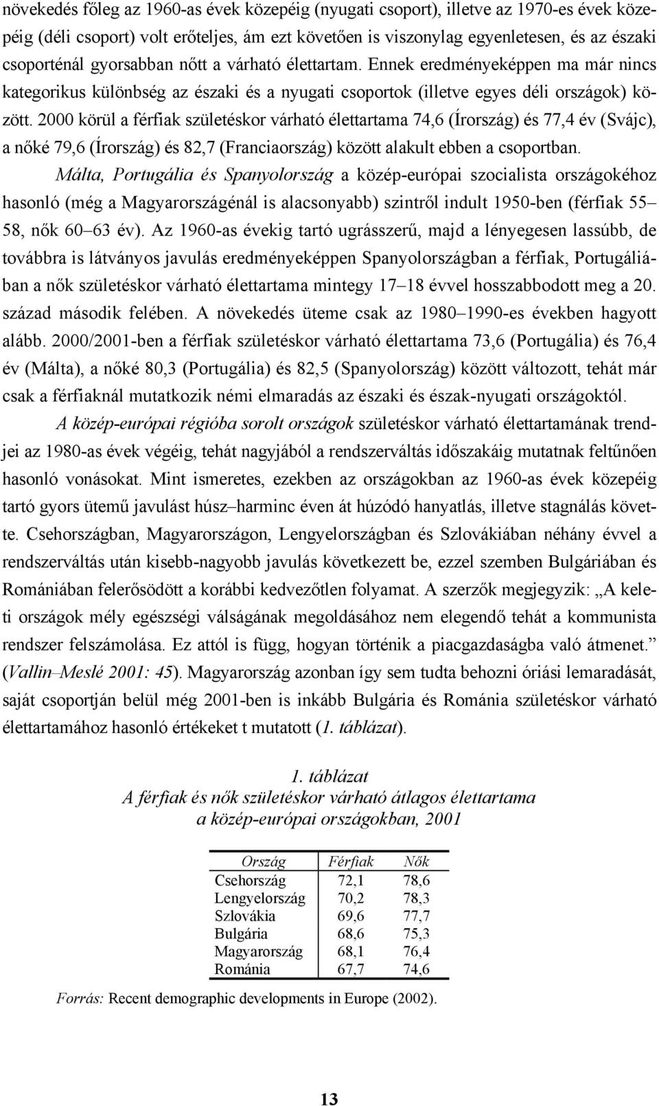 2000 körül a férfiak születéskor várható élettartama 74,6 (Írország) és 77,4 év (Svájc), a nőké 79,6 (Írország) és 82,7 (Franciaország) között alakult ebben a csoportban.