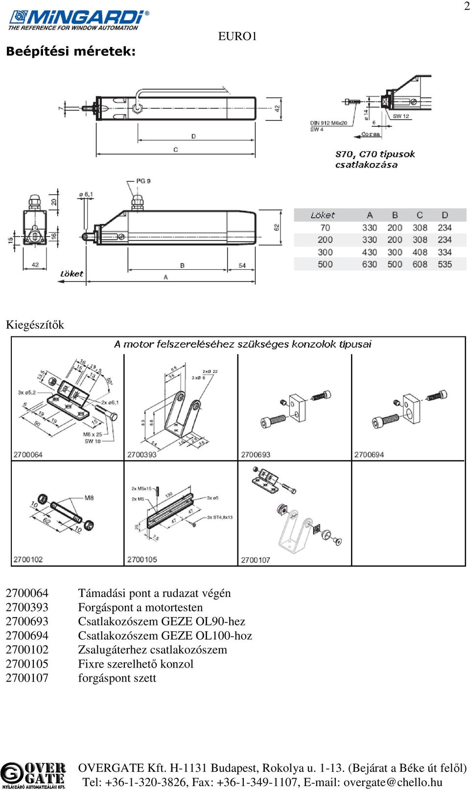 OL90-hez 2700694 Csatlakozószem GEZE OL100-hoz 2700102