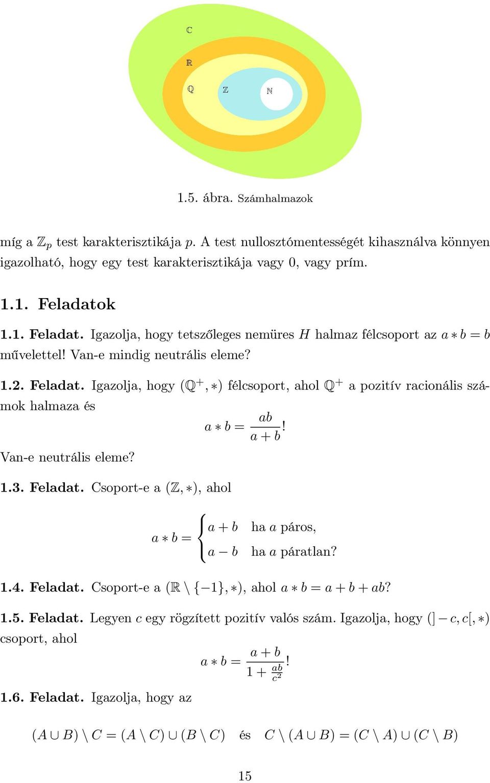 12 Feladat Igazolja, hogy (Q +, ) félcsoport, ahol Q + a pozitív racionális számok halmaza és Van-e neutrális eleme? a b = ab a + b!