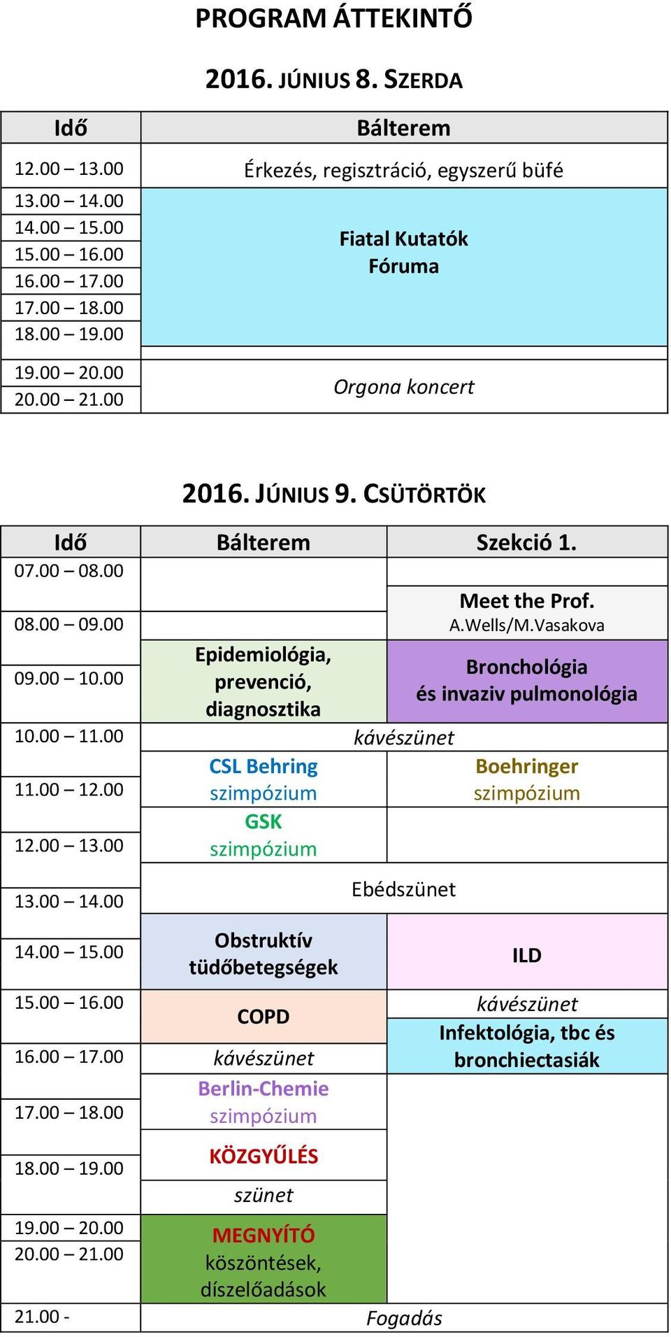 00.00 kávészünet CSL Behring.00 2.00 szimpózium GSK 2.00 3.00 szimpózium 3.00 4.00 4.00 5.00 5.00 6.00 Obstruktív tüdőbetegségek COPD 6.00 7.00 kávészünet Berlin-Chemie 7.00 8.00 szimpózium 8.00 9.