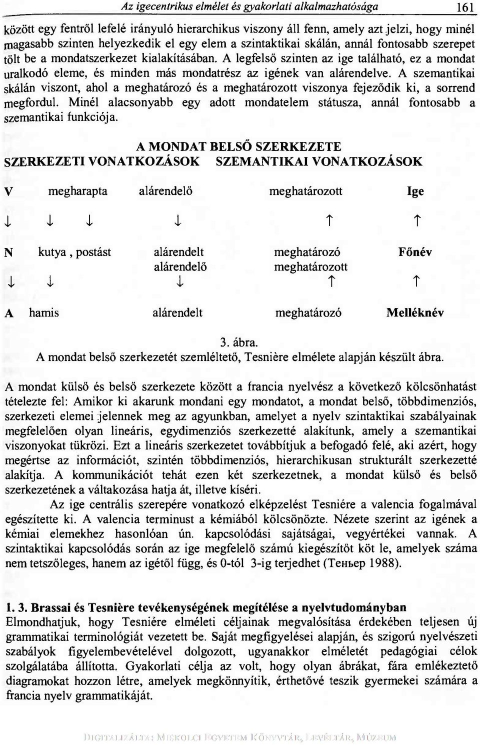 A legfelső szinten az ige található, ez a mondat uralkodó eleme, és minden más mondatrész az igének van alárendelve.