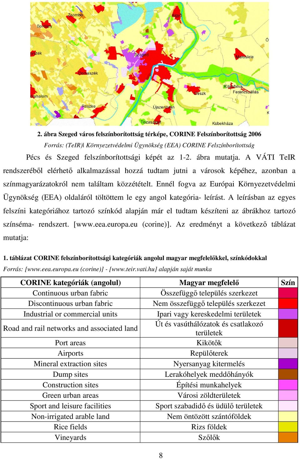 Ennél fogva az Európai Környezetvédelmi Ügynökség (EEA) oldaláról töltöttem le egy angol kategória- leírást.