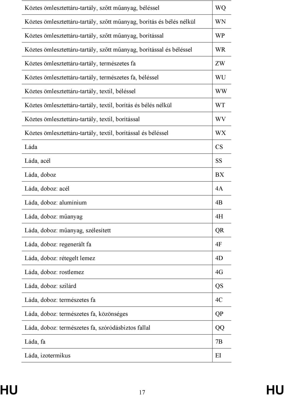 béléssel Köztes ömlesztettáru-tartály, textil, borítás és bélés nélkül Köztes ömlesztettáru-tartály, textil, borítással Köztes ömlesztettáru-tartály, textil, borítással és béléssel Láda Láda, acél