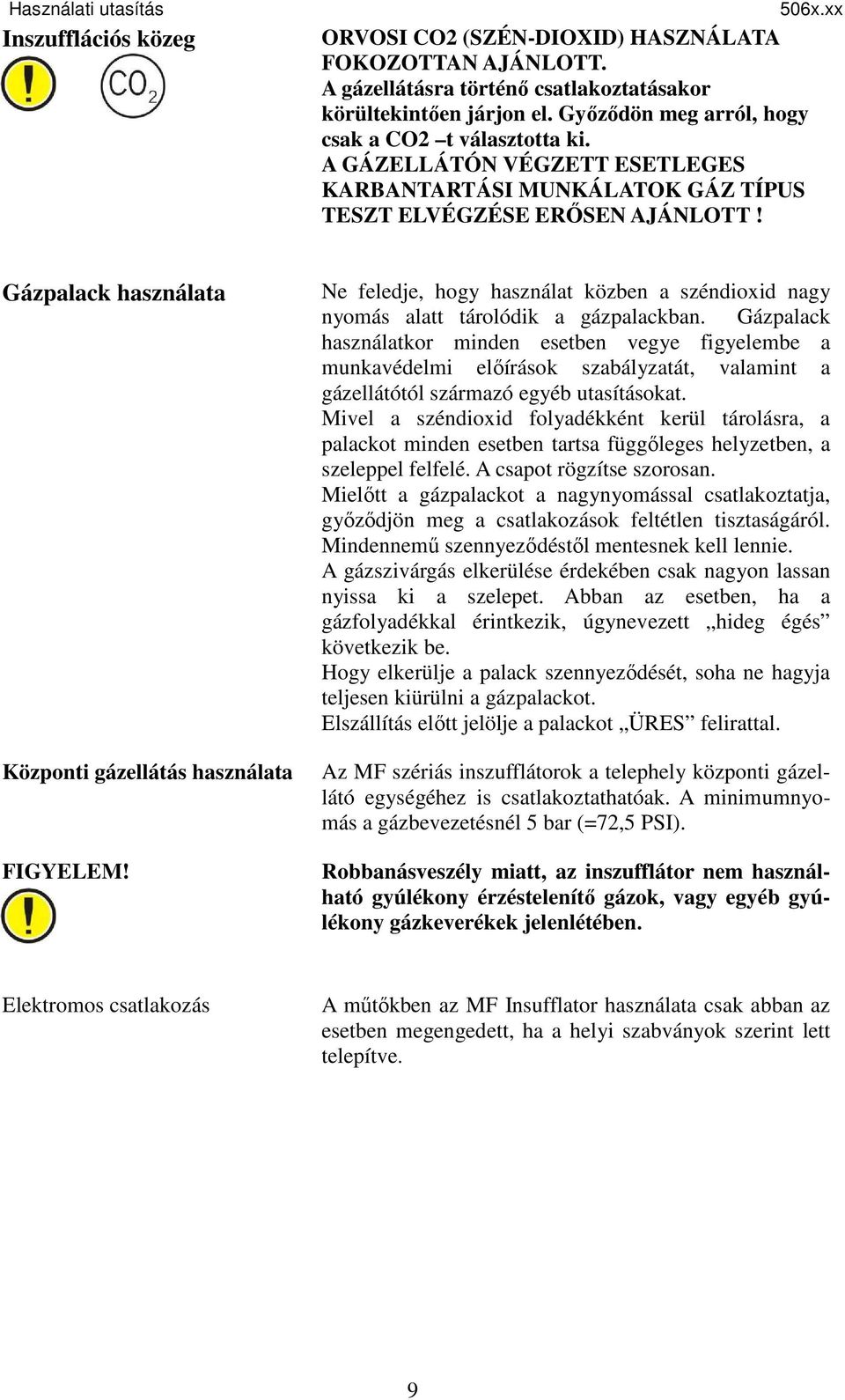 Insufflator MF HASZNÁLATI UTASÍTÁS (506x.xx modellek) - PDF Ingyenes  letöltés