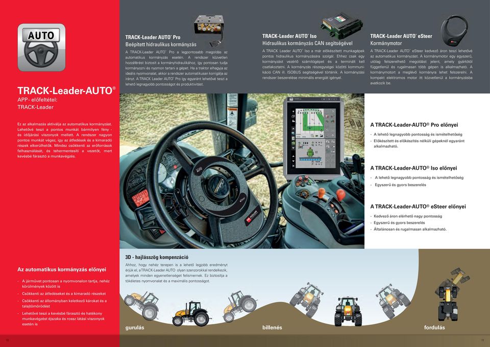 Ha a traktor elhagyja az ideális nyomvonalat, akkor a rendszer automatikusan korrigálja az irányt.