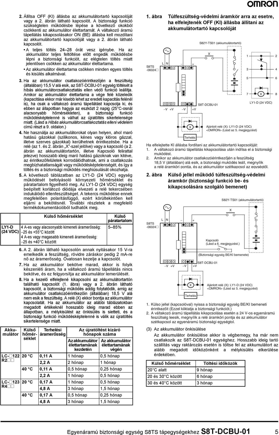 A váltakozó áramú tápellátás kikapcsolásakor ON (BE) állásba kell mozdítani az akkumulátortartó kapcsolóját vagy a 2. ábrán látható kapcsolót. A teljes töltés 24 28 órát vesz igénybe.