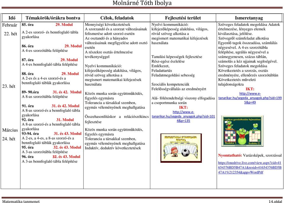 Matematika tanmenet 2. osztály részére - PDF Free Download