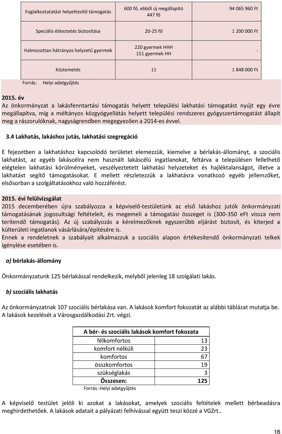 év Az önkormányzat a lakásfenntartási támogatás helyett települési lakhatási támogatást nyújt egy évre megállapítva, míg a méltányos közgyógyellátás helyett települési rendszeres gyógyszertámogatást