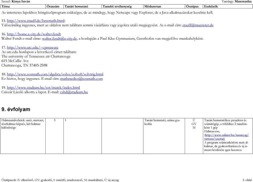 de, a honlapján a Paul Klee Gymnasium, Gersthofen van megjelölve munkahelyként. 17. http://www.utc.edu/~cpmawata Az utc.