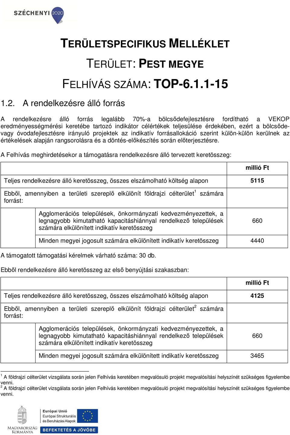 bölcsődevagy óvodafejlesztésre irányuló projektek az indikatív forrásallokáció szerint külön-külön kerülnek az értékelések alapján rangsorolásra és a döntés-előkészítés során előterjesztésre.