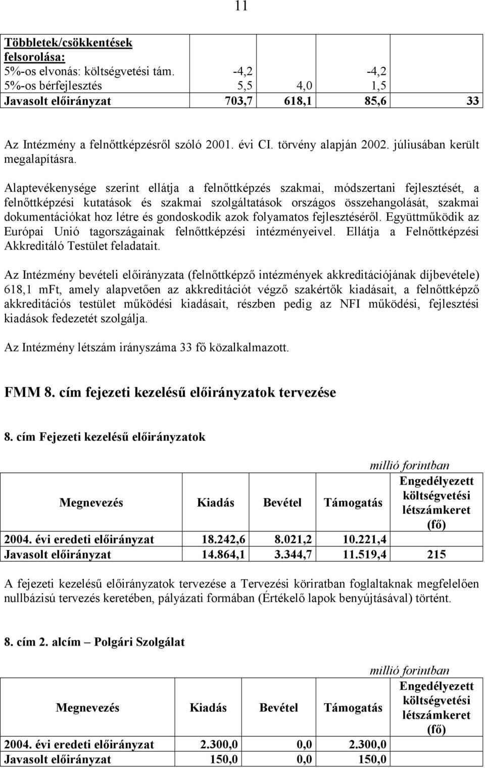 Alaptevékenysége szerint ellátja a felnőttképzés szakmai, módszertani fejlesztését, a felnőttképzési kutatások és szakmai szolgáltatások országos összehangolását, szakmai dokumentációkat hoz létre és