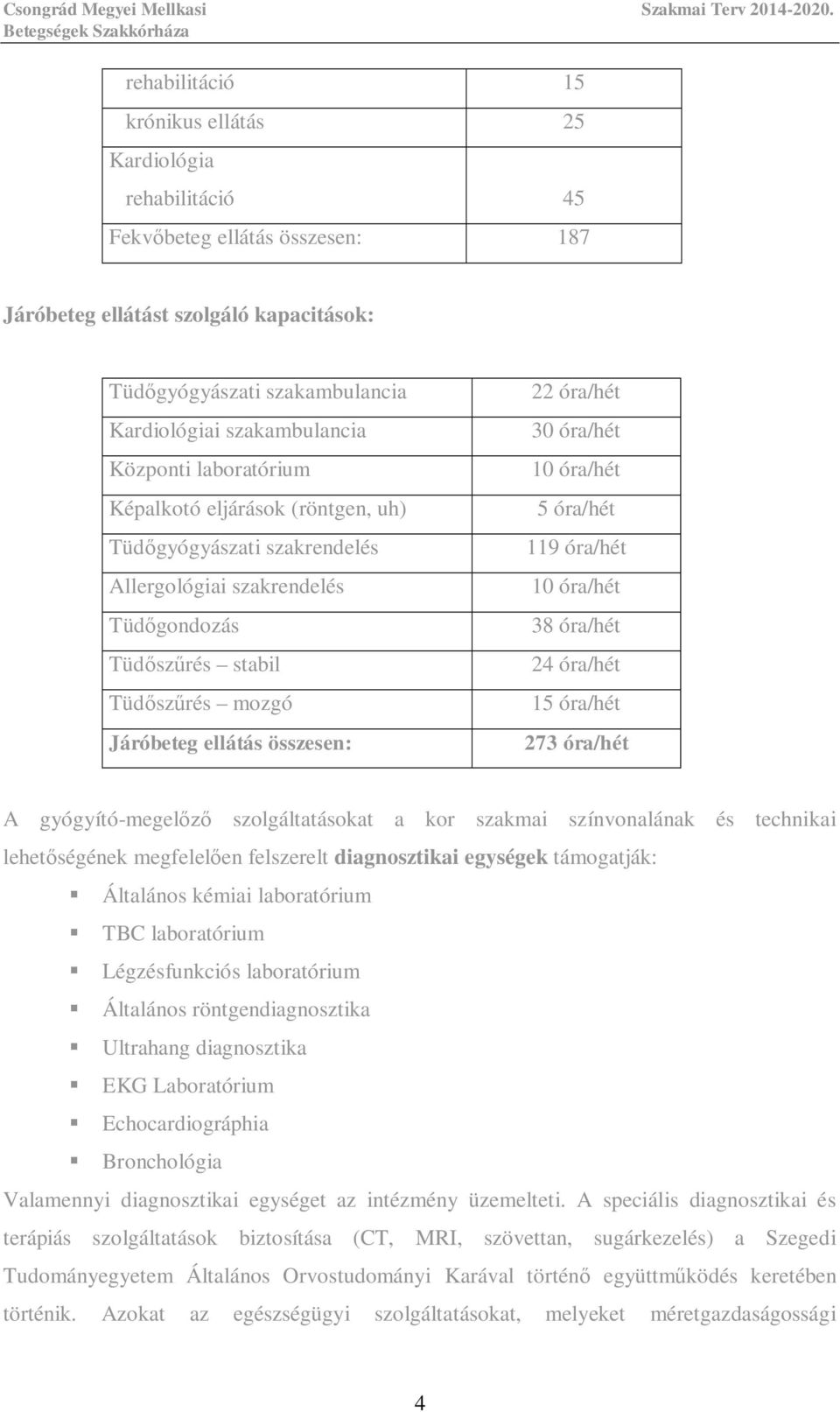 30 óra/hét 10 óra/hét 5 óra/hét 119 óra/hét 10 óra/hét 38 óra/hét 24 óra/hét 15 óra/hét 273 óra/hét A gyógyító-megel szolgáltatásokat a kor szakmai színvonalának és technikai lehet ségének megfelel