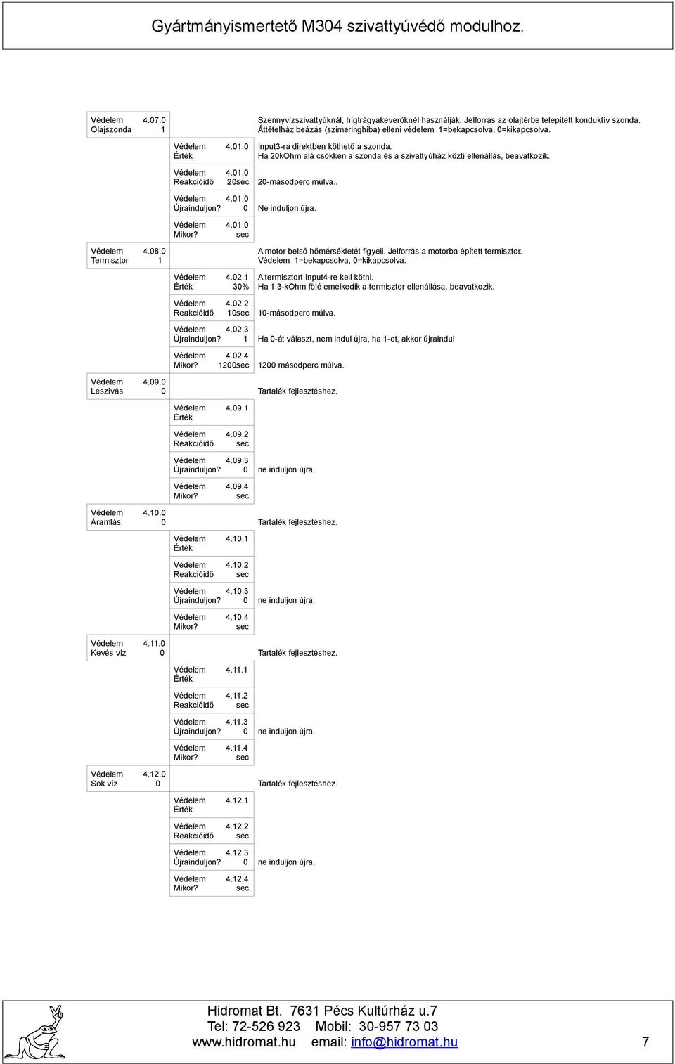 3-kOhm fölé emelkedik a termisztor ellenállása, beavatkozik. 4.2.2 -másodperc múlva. 4.2.3 Ha -át választ, nem indul újra, ha -et, akkor újraindul 4.2.4 2 2 másodperc múlva. 4.9.