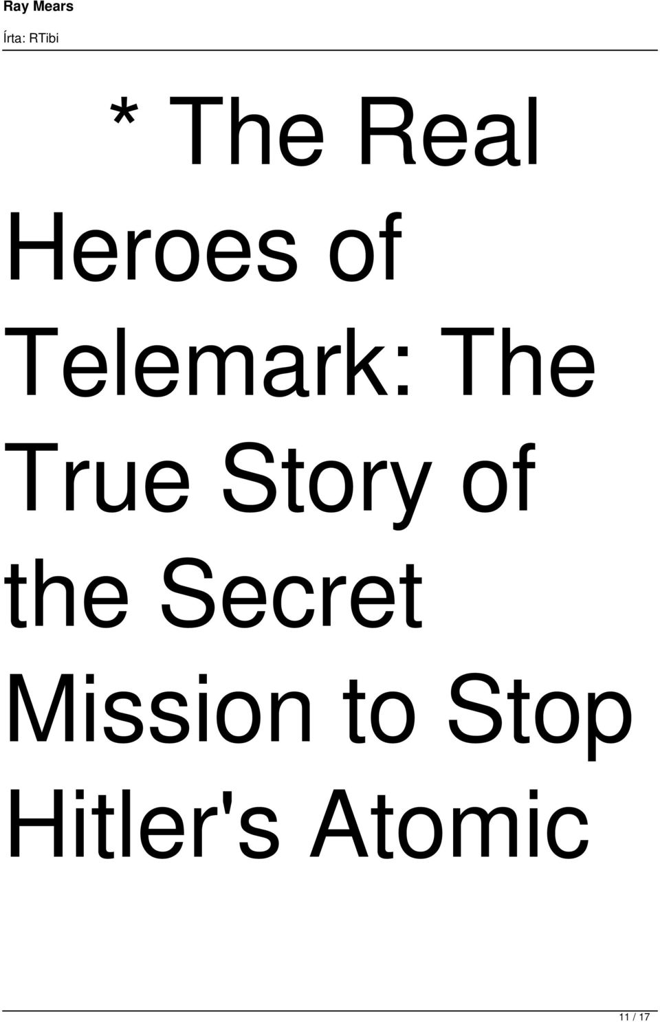 of the Secret Mission to