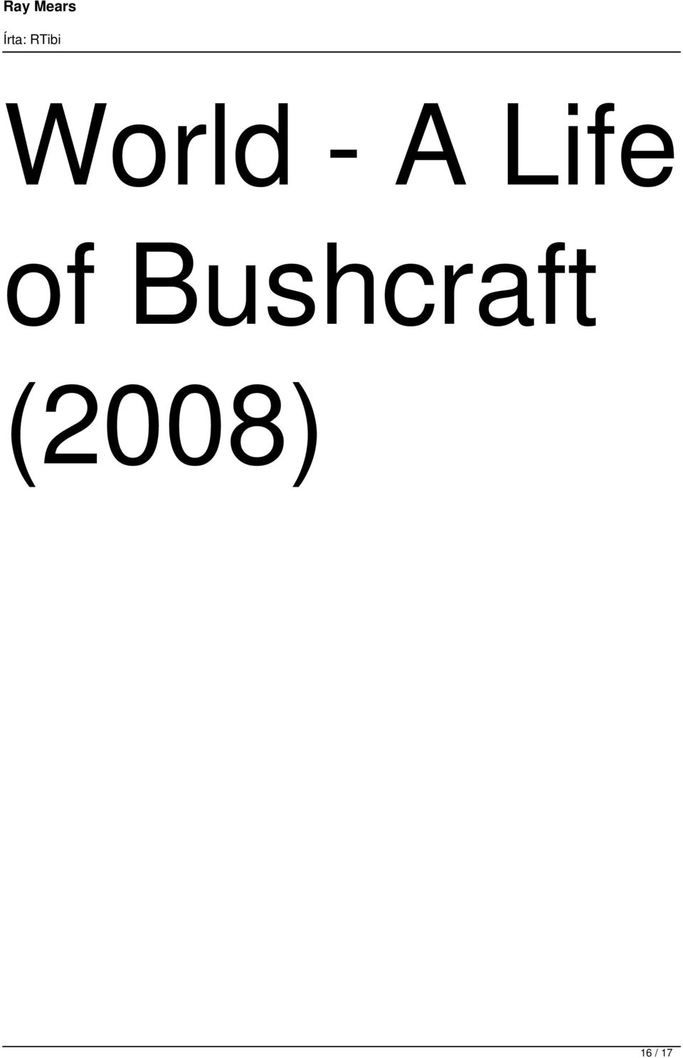 Bushcraft