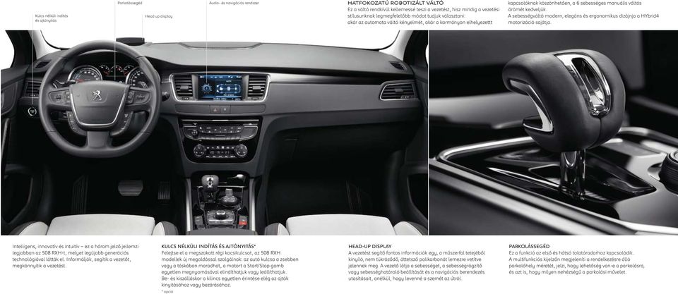A sebességváltó modern, elegáns és ergonomikus dizájnja a HYbrid4 motorizáció sajátja.