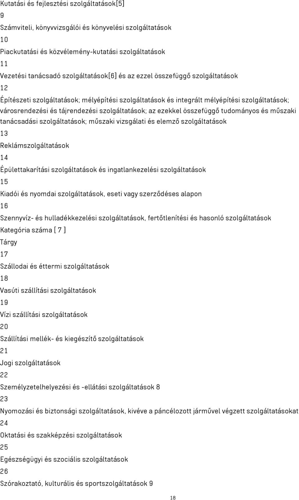 összefüggő tudományos és műszaki tanácsadási szolgáltatások; műszaki vizsgálati és elemző szolgáltatások 13 Reklámszolgáltatások 14 Épülettakarítási szolgáltatások és ingatlankezelési szolgáltatások