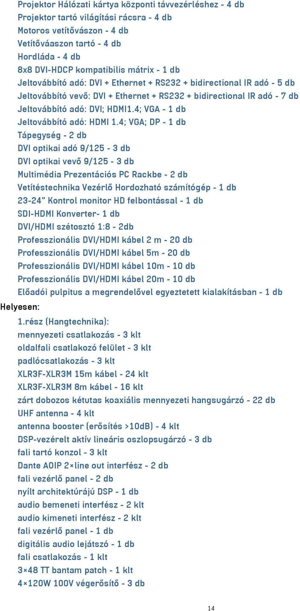 4; VGA - 1 db Jeltovábbító adó: HDMI 1.