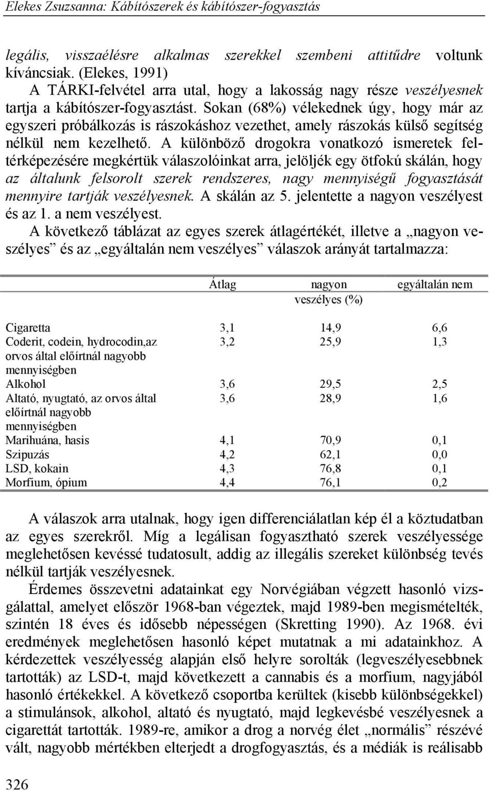 A különböző drogokra vonatkozó ismeretek feltérképezésére megkértük válaszolóinkat arra, jelöljék egy ötfokú skálán, hogy az általunk felsorolt szerek rendszeres, nagy mennyiségű fogyasztását