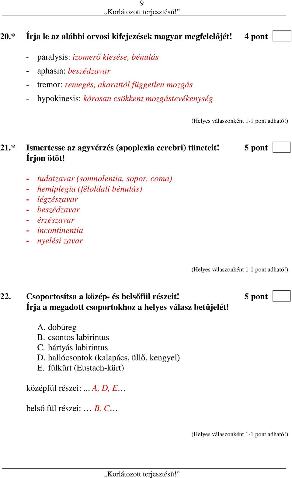 * Ismertesse az agyvérzés (apoplexia cerebri) tüneteit! 5 pont Írjon ötöt!