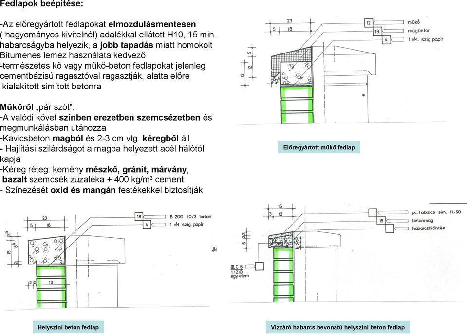 kialakított simított betonra Műkőről pár szót : -A valódi követ színben erezetben szemcsézetben és megmunkálásban utánozza -Kavicsbeton magból és 2-3 cm vtg.