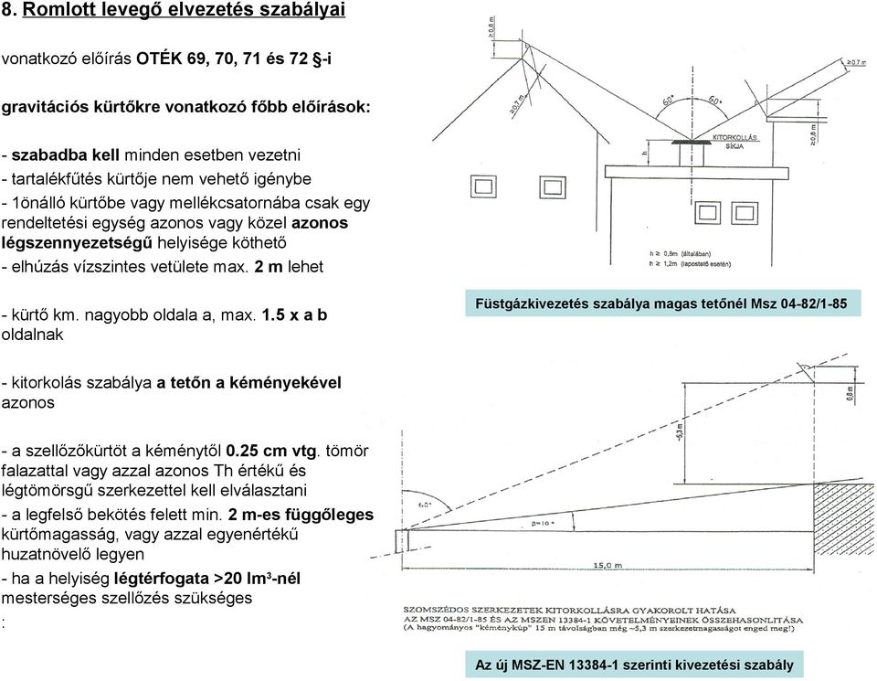 2 m lehet - kürtő km. nagyobb oldala a, max. 1.