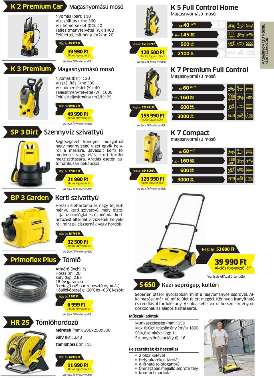 Teljesítményfelvétel (W): 1600 Felületteljesítmény (m2/h): 25 K 7 Premium Full Control Magasnyomású mosó Régi ár: 69 010 Ft Régi ár: 222 611 Ft 49 990 Ft SP 3 Dirt Szennyvíz szivattyú Segítségével