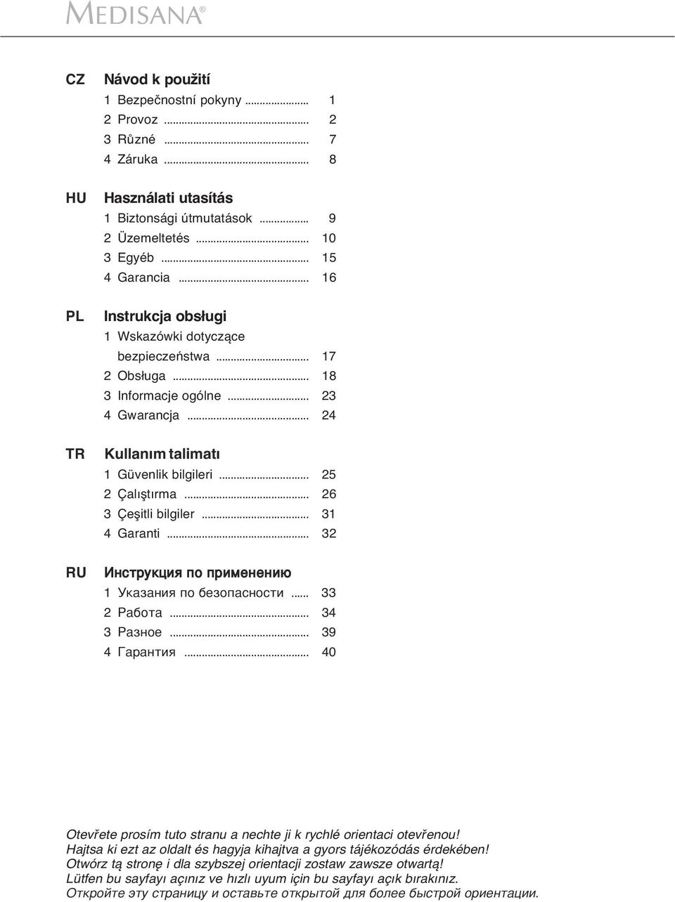 .............................. 16 Instrukcja obsługi 1 Wskazówki dotyczące bezpieczeństwa................................ 17 2 Obsługa................................ 18 3 Informacje ogólne.