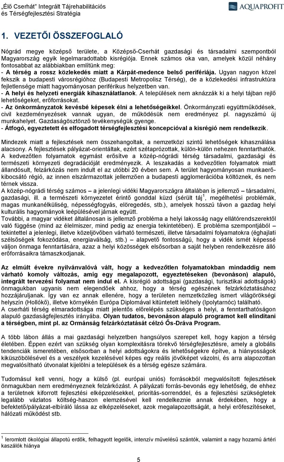 Ugyan nagyon közel fekszik a budapesti városrégióhoz (Budapesti Metropolisz Térség), de a közlekedési infrastruktúra fejletlensége miatt hagyományosan periférikus helyzetben van.