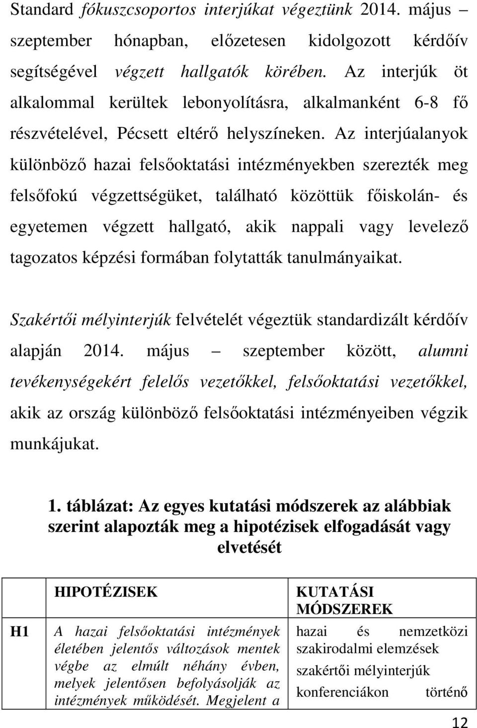 Az interjúalanyok különböző hazai felsőoktatási intézményekben szerezték meg felsőfokú végzettségüket, található közöttük főiskolán- és egyetemen végzett hallgató, akik nappali vagy levelező