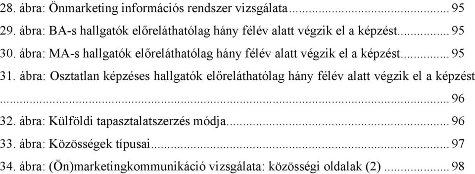 ábra: MA-s hallgatók előreláthatólag hány félév alatt végzik el a képzést... 95 31.