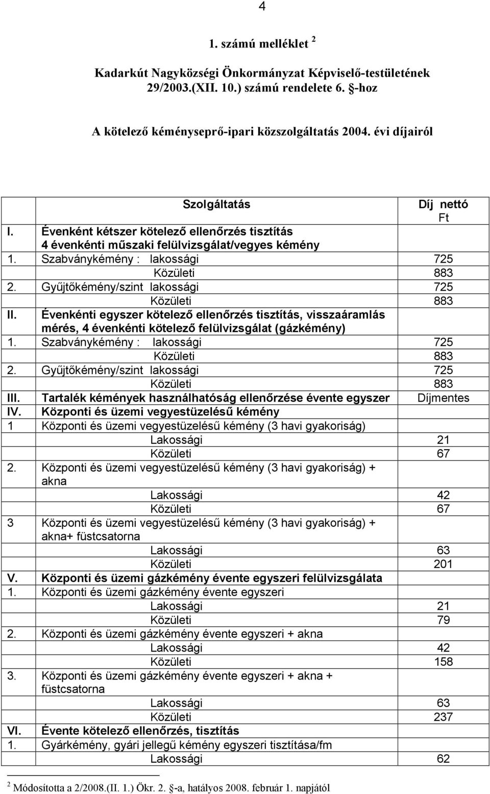 Győjtıkémény/szint lakossági 725 II. Évenkénti egyszer kötelezı ellenırzés tisztítás, visszaáramlás mérés, 4 évenkénti kötelezı felülvizsgálat (gázkémény) 1. Szabványkémény : lakossági 725 2.