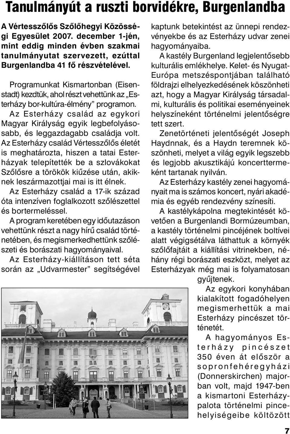 Programunkat Kismartonban (Eisenstadt) kezdtük, ahol részt vehettünk az Esterházy bor-kultúra-élmény programon.