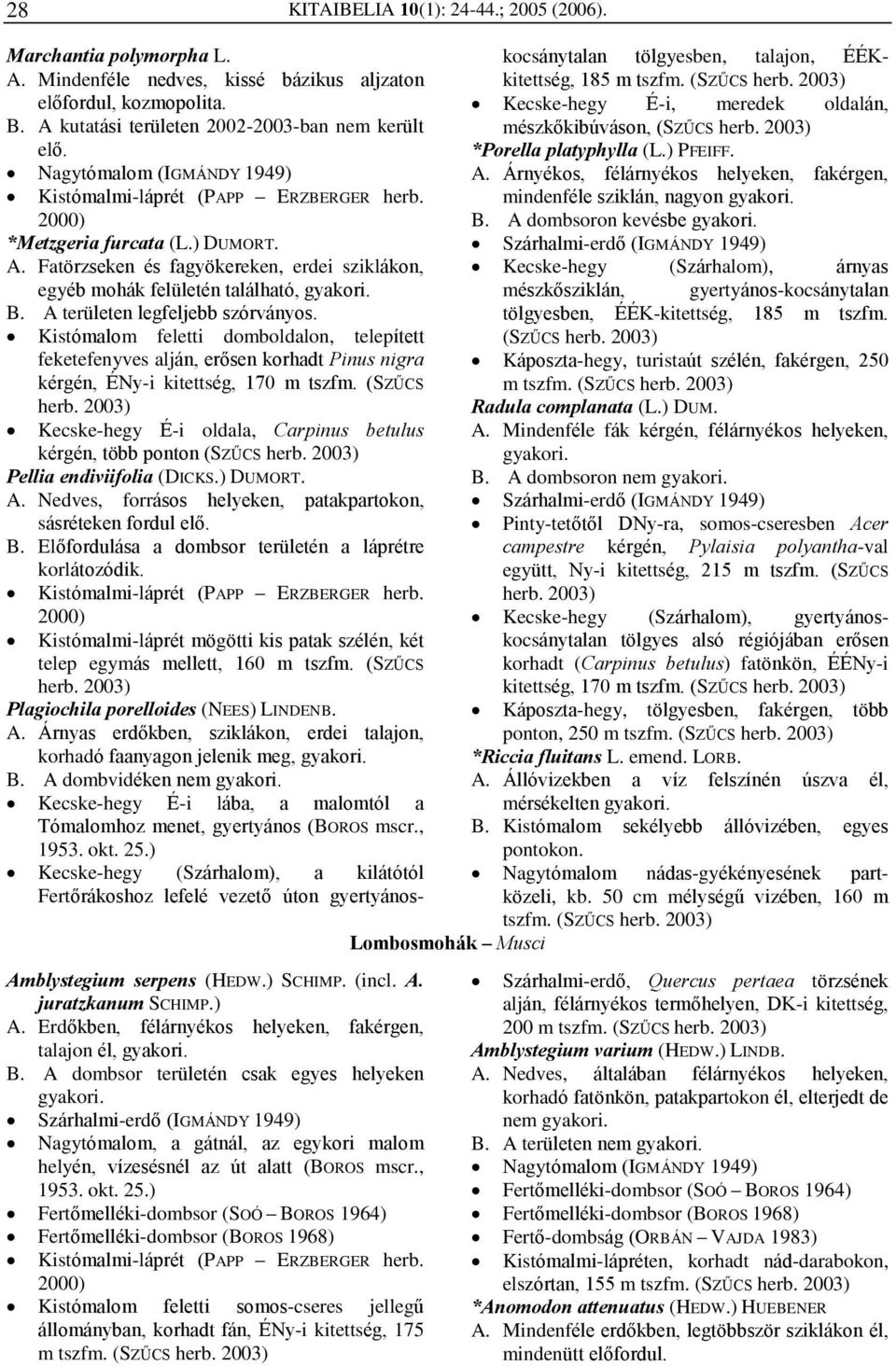 A területen legfeljebb szórványos. Kistómalom feletti domboldalon, telepített feketefenyves alján, erõsen korhadt Pinus nigra kérgén, ÉNy-i kitettség, 170 m tszfm.