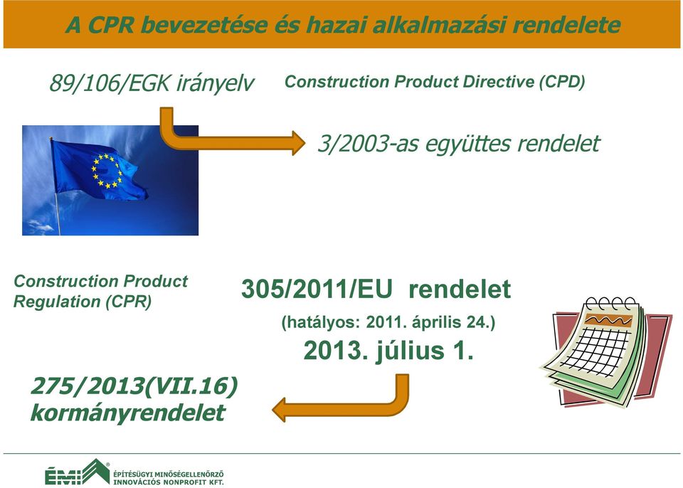 Construction Product Regulation (CPR) 275/2013(VII.