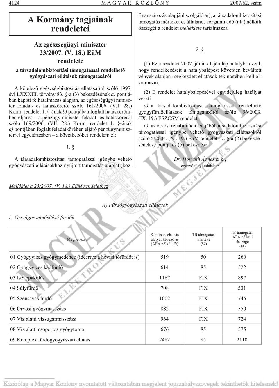 -a (3) be kez dé sé nek a) pont já - ban ka pott fel ha tal ma zás alap ján, az egész ség ügyi mi nisz - ter fel adat- és ha tás kö ré rõl szóló 161/2006. (VII. 28.) Korm. ren de let 1.