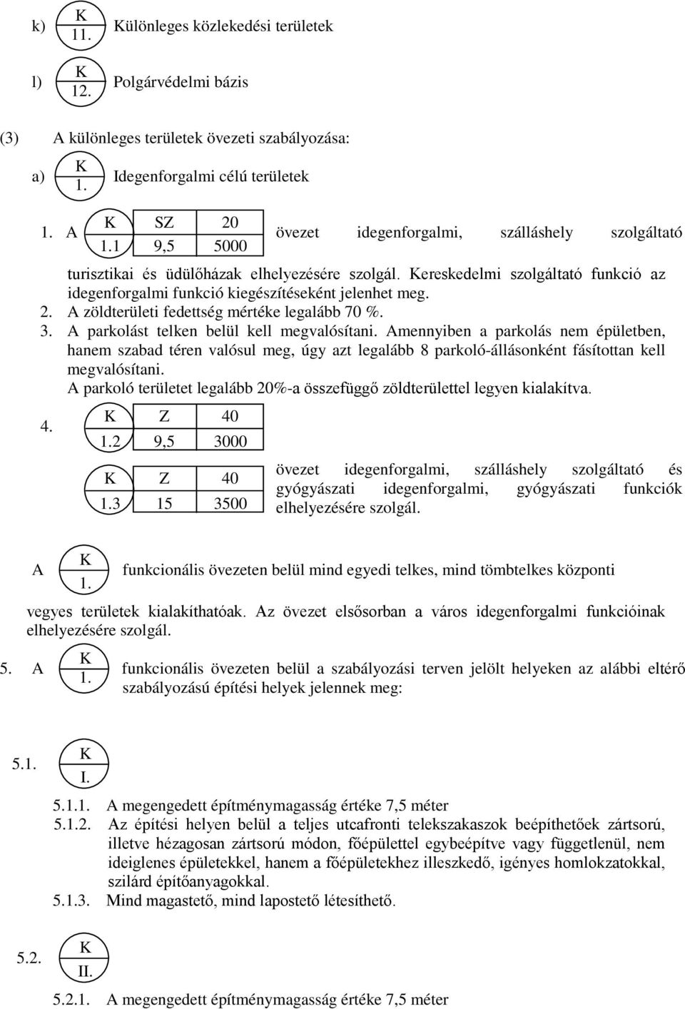 A zöldterületi fedettség mértéke legalább 70 %. 3. A parkolást telken belül kell megvalósítani.