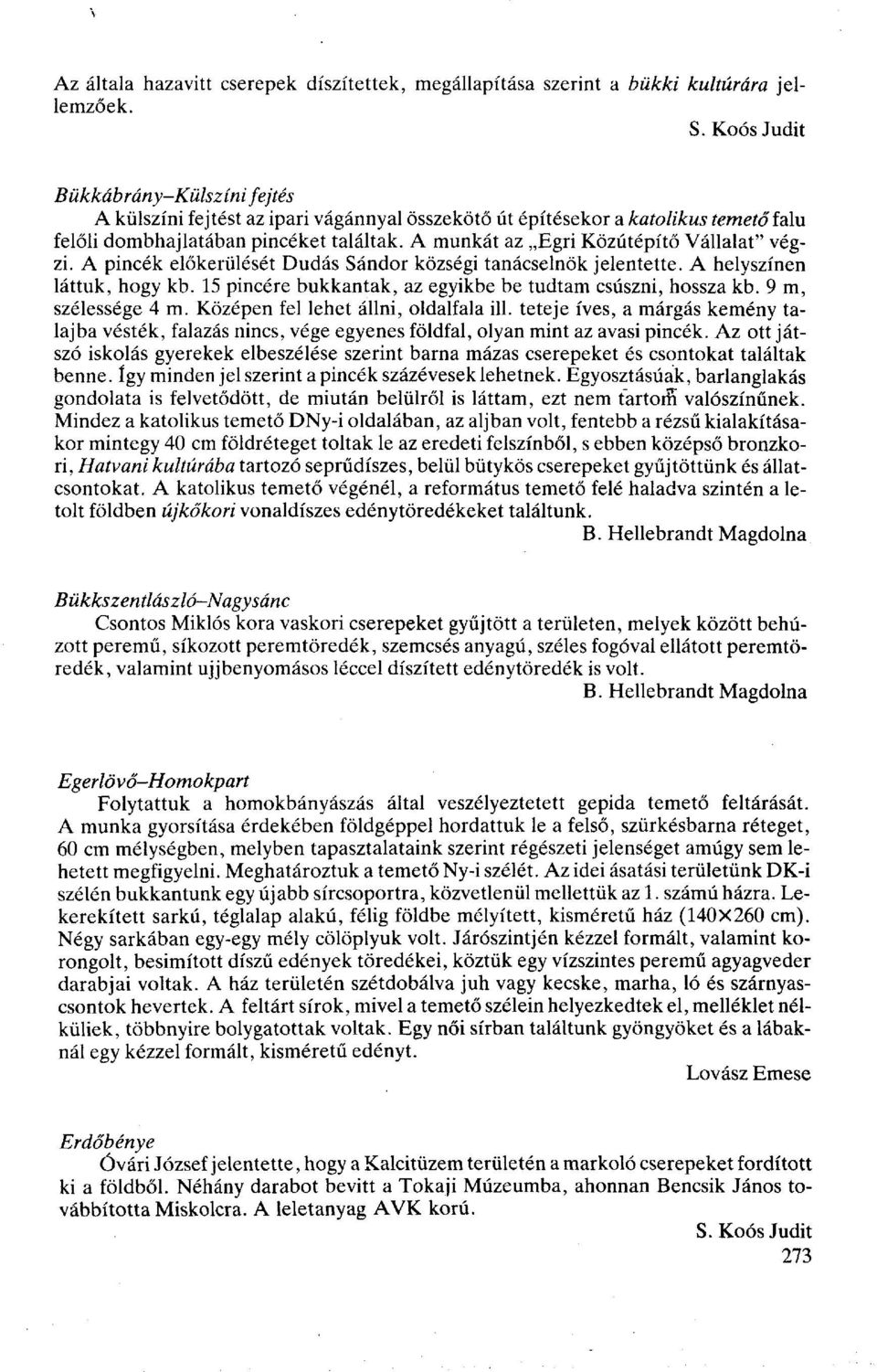 A pincék előkerülését Dudás Sándor községi tanácselnök jelentette. A helyszínen láttuk, hogy kb. 15 pincére bukkantak, az egyikbe be tudtam csúszni, hossza kb. 9 m, szélessége 4 m.