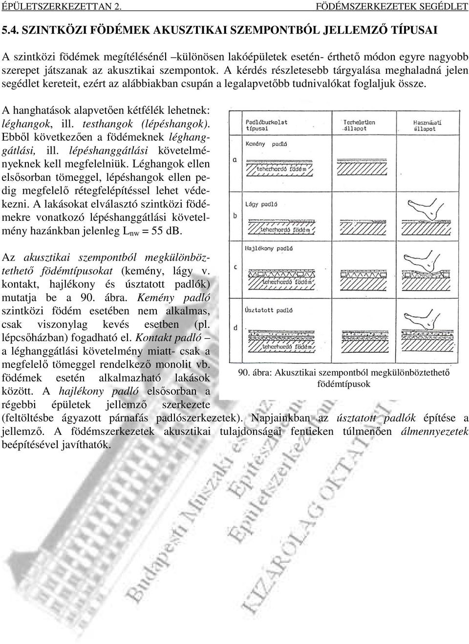 A hanghatások alapvetıen kétfélék lehetnek: léghangok, ill. testhangok (lépéshangok). Ebbıl következıen a födémeknek léghanggátlási, ill. lépéshanggátlási követelményeknek kell megfelelniük.