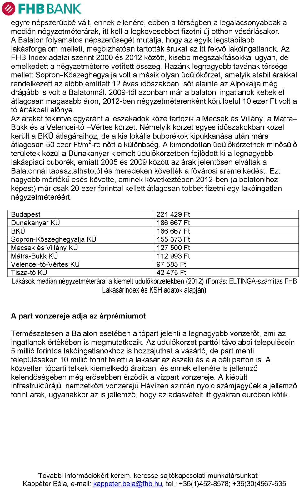 Az FHB Index adatai szerint 2000 és 2012 között, kisebb megszakításokkal ugyan, de emelkedett a négyzetméterre vetített összeg.